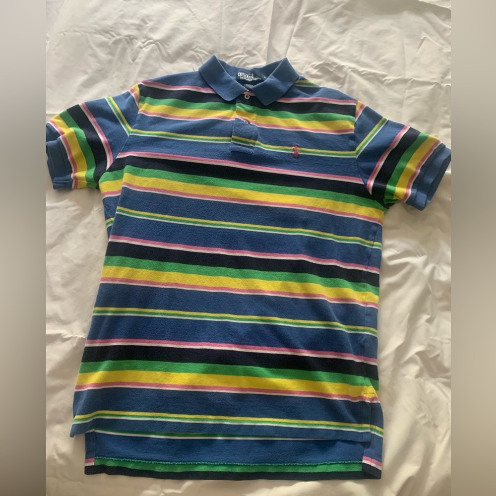 Polo by Ralph Lauren cotton mesh striped polo shirt.